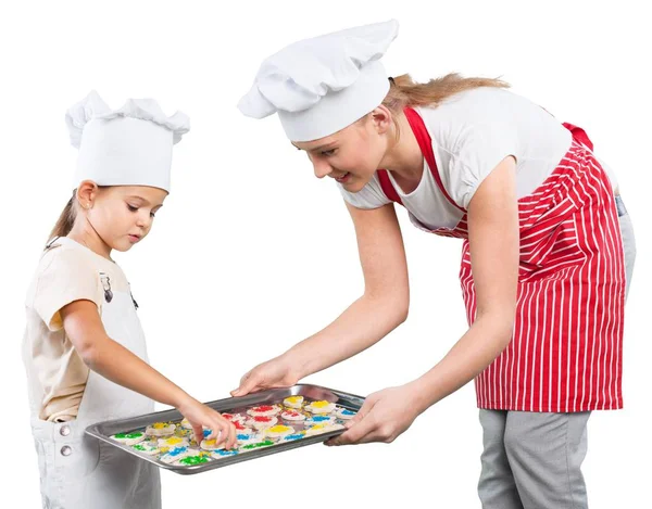 Portrait Adorable Little Girl Her Mother Cookies — Stock Photo, Image