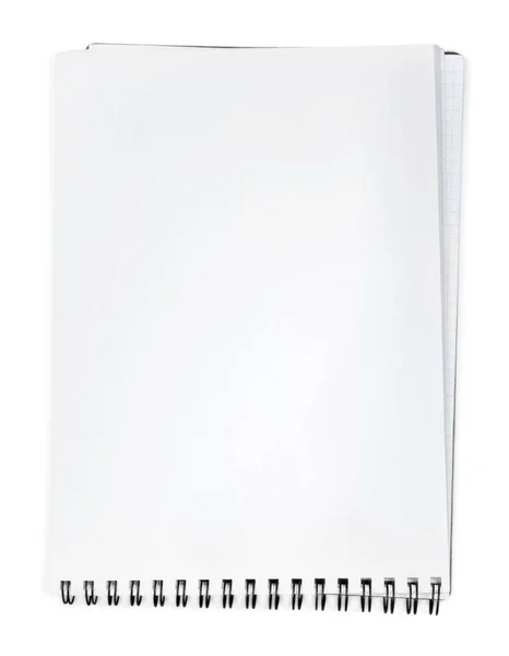 Notebook Espiral Branco Isolado Fundo Branco — Fotografia de Stock