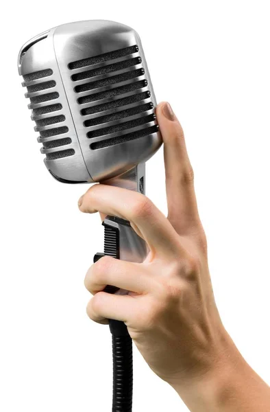 Рука холдингу мікрофон — стокове фото