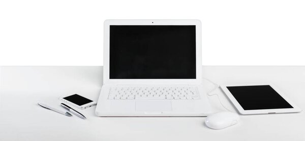 Smartphone with blank screen and table pc