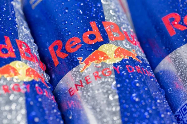 Cans of Red Bull Drink — Stok Foto