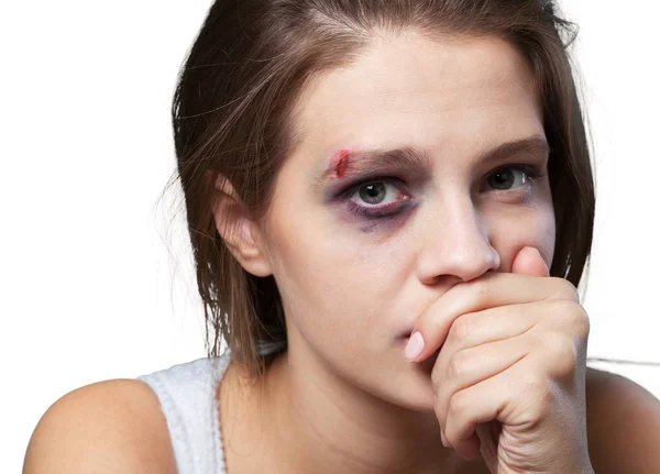 Woman victim of domestic violence Stock Photo