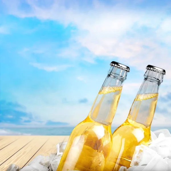 Botellas de cerveza en hielo —  Fotos de Stock