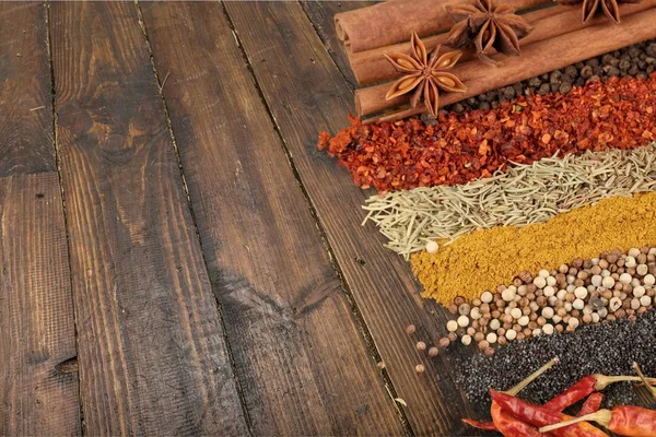 Spices and herbs on background — Stock Photo, Image