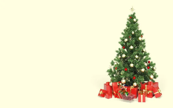Árvore Natal Presentes Isolados Branco — Fotografia de Stock