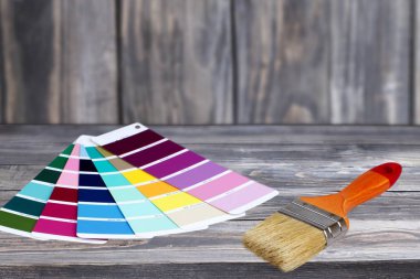 Fırça ve parlak renk paleti 