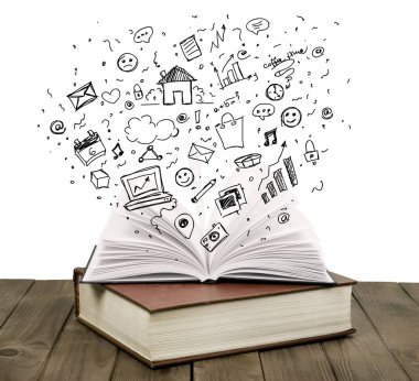 arka plan üzerinde kitap ile dijital işaretler Close-Up