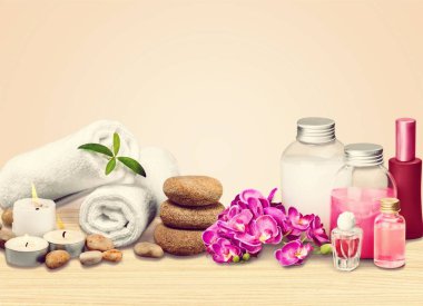 Zen bazalt taş ve çiçek