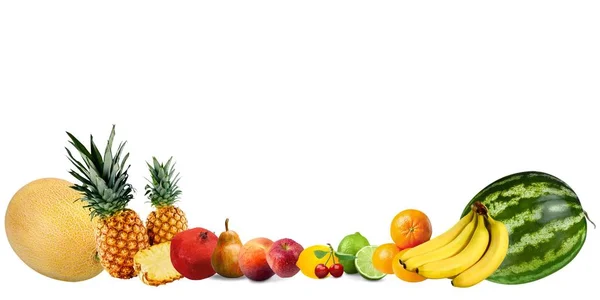 Close Fresh Fruits Isolated White Background — Stock Photo, Image