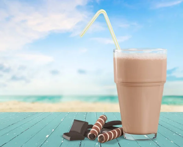 Lezzetli çikolatalı milkshake cam — Stok fotoğraf