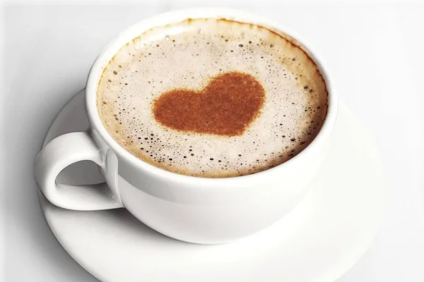 Cup Coffee Heart Shaped Foam — Stock Photo, Image