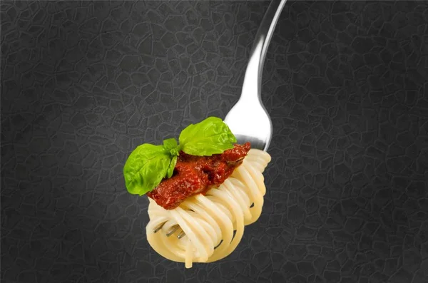 Gaffel med välsmakande pasta — Stockfoto
