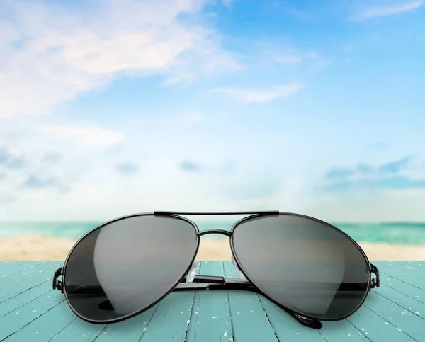 Black Fashion Sunglasses Light Background — Stock Photo, Image