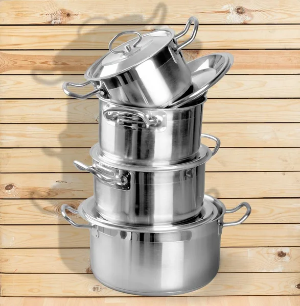 Collection of aluminum pans — Stock Photo, Image