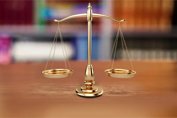 Law scales on table — Stock Photo, Image