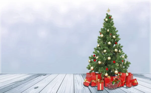 Árvore Natal Presentes Isolados Fundo — Fotografia de Stock