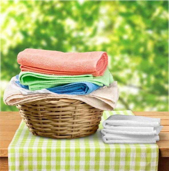 Pile of fluffy towels Royalty Free Stock Photos