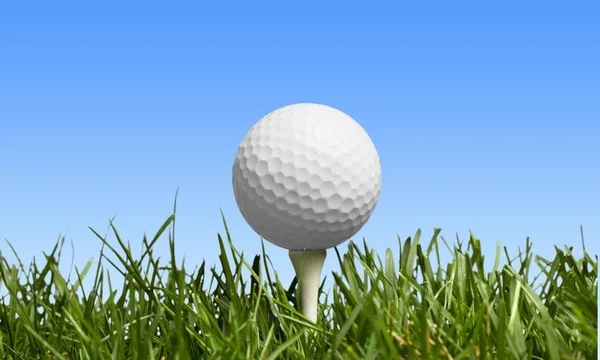 Golf Ball Tee Green Grass — Stock Photo, Image