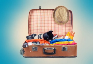 seyahat nesnelerle Retro çanta