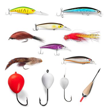 Wobblers on white background. Artificial lure clipart