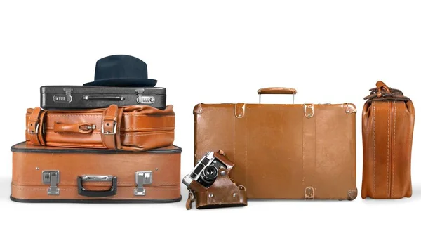 Stapel Alter Koffer Reisekonzept — Stockfoto