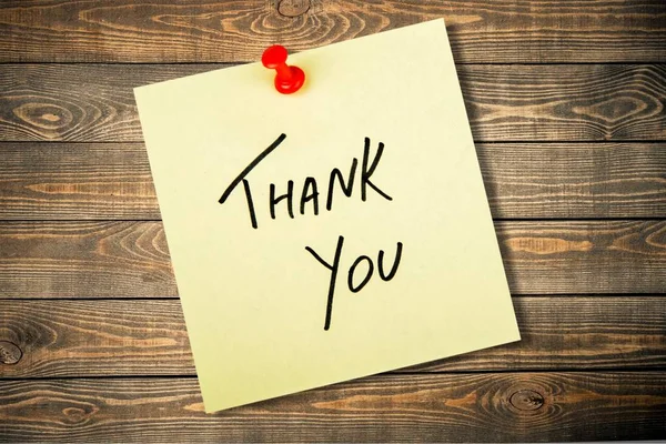 Yellow Paper Sticker Note Text Thank You — Stock Photo, Image