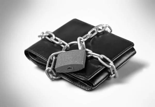 Candado Cartera Cuero Concepto Protección Del Dinero — Foto de Stock