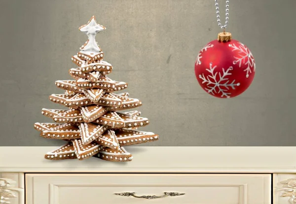 Bir Noel ağacı şeklinde yapılmış kurabiye — Stok fotoğraf