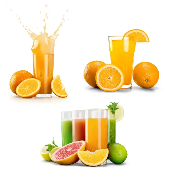 Close Fresh Fruits Juice Isolated White Background — Stock Photo, Image