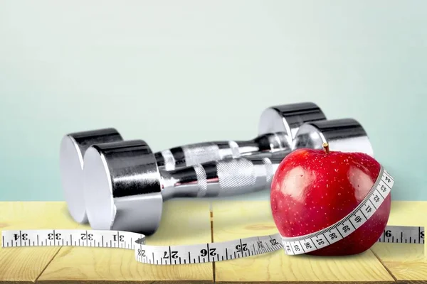 Sombrillas Con Cinta Métrica Manzana Aisladas Sobre Fondo — Foto de Stock