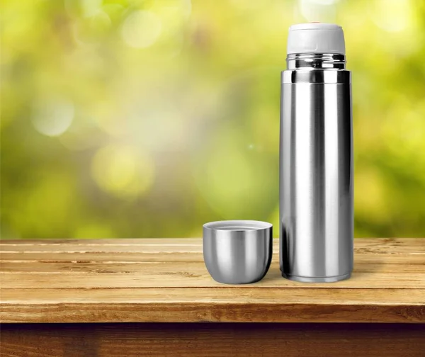 Thermos Métal Pour Vie Active Isolé Sur Fond — Photo