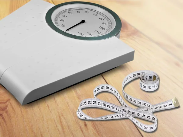 Bathroom Scale Measuring Tape Background — Stock Photo, Image