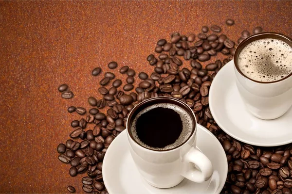 Sıcak kahve fasulye ile — Stok fotoğraf