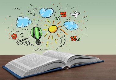 Masanın üzerinde kitabı aç