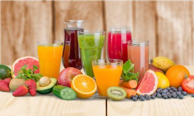 meyve smoothies gözlük ahşap tablo 