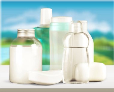 Kozmetik ürünlerin üzerinde arka plan bulanık ayarla 