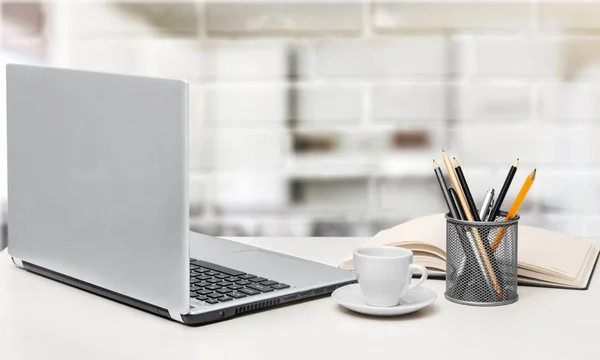 Modern workplace with laptop — Stock Photo, Image