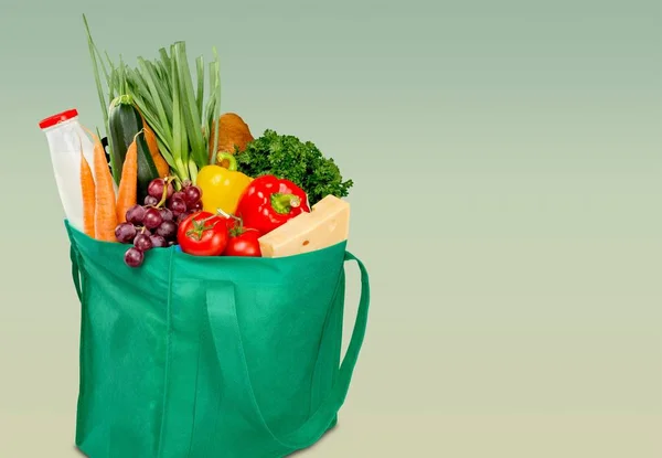 Élelmiszerbolt termékek bevásárlótáska — Stock Fotó