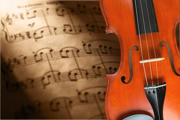 Close Photo Violin Musical Notes — Stock Photo, Image