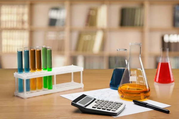 Üveg Laboratóriumi Lombikban Fény Asztal — Stock Fotó