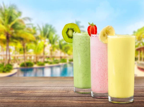 Milkshakes Saudáveis Coloridos Diferentes Flovours — Fotografia de Stock