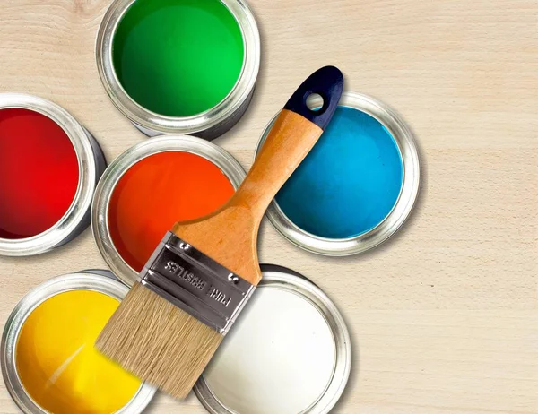 Latas de tinta multicoloridas — Fotografia de Stock