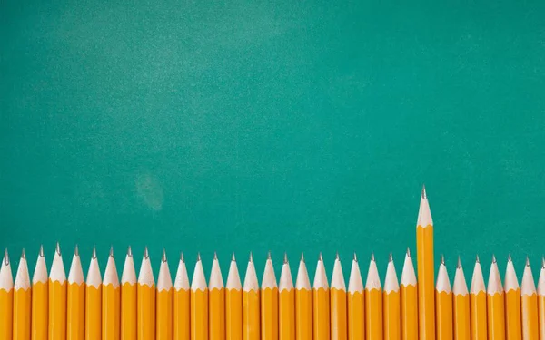 Wiersz o żółtych ołówków — Zdjęcie stockowe
