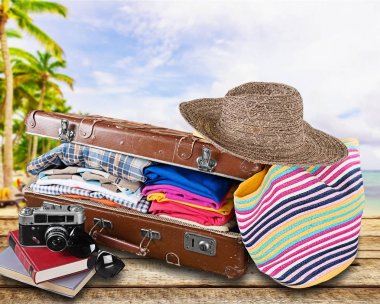 seyahat nesnelerle Retro çanta