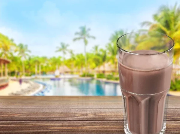 Glass of chocolate milkshake — Stock Photo, Image