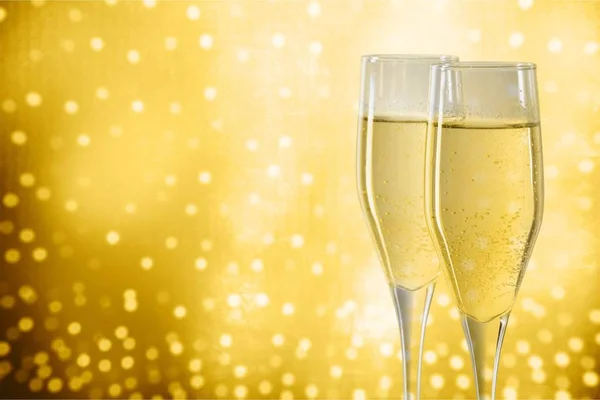 Flöjt Glas Champagne Ljus Bakgrund — Stockfoto