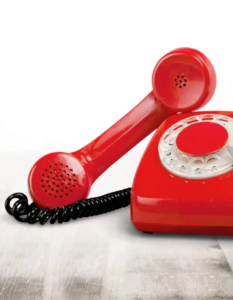 Červené Retro Telefon Izolovaných Bílém — Stock fotografie