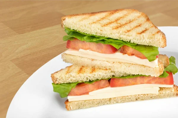 Grilled Halves Sandwiches Plate — Stock Photo, Image