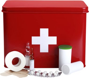 ilk yardım kiti ile tıbbi malzeme
