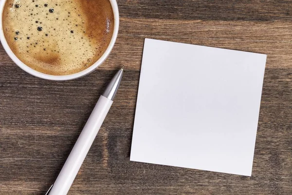 Καφέ, το σημειωματάριο και στυλό — Φωτογραφία Αρχείου